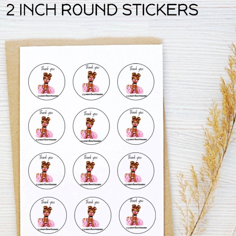 100ct Thank You  Round Stickers 2"inches Finish Glossy